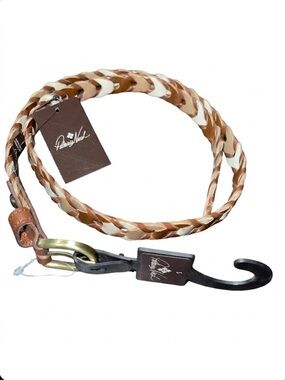 Patricia Nash Atina Braided Woven Leather Belt in Tan and Cream S Small NWT